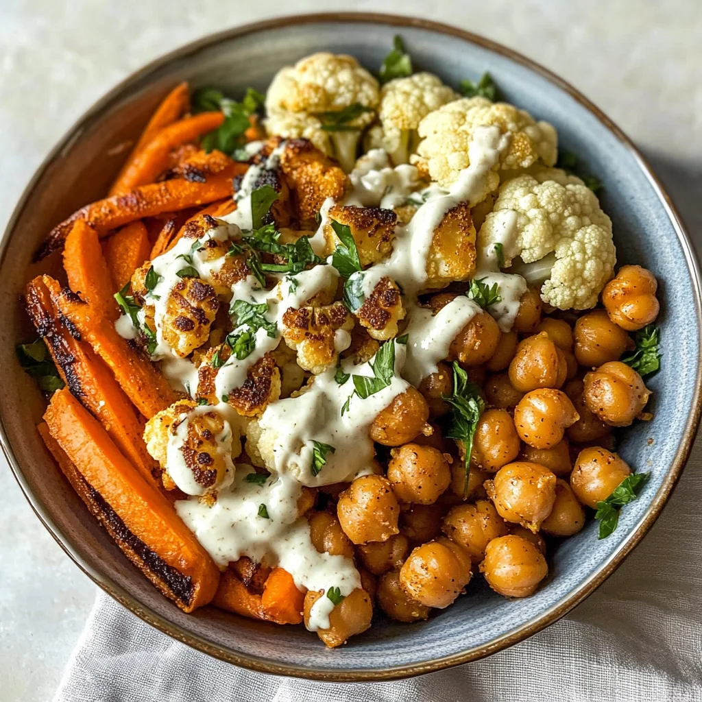 Glow Bowl Recipe: Roasted Veggie, Tahini Yogurt Sauce