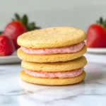 Lemon Sandwich Cookies with Strawberry Frosting