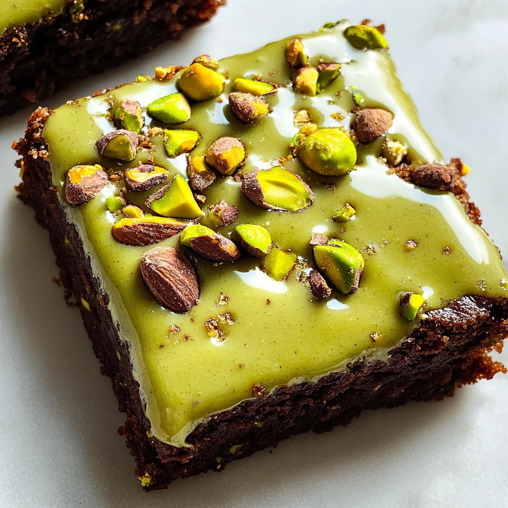 Pistachio Brownies with Pistachio Ganache