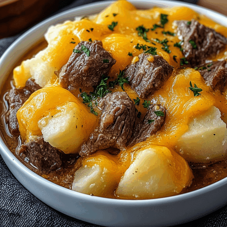 Slow Cooker Steak and Cheddar Potato Casserole