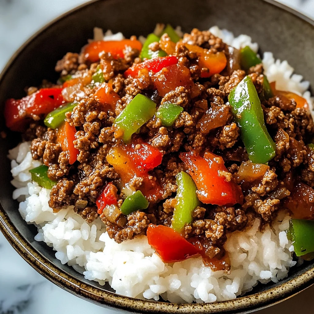 Beef and Pepper Rice Bowls
