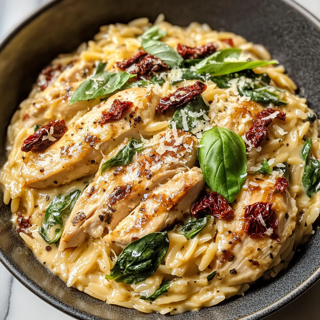 Creamy Tuscan Chicken Orzo