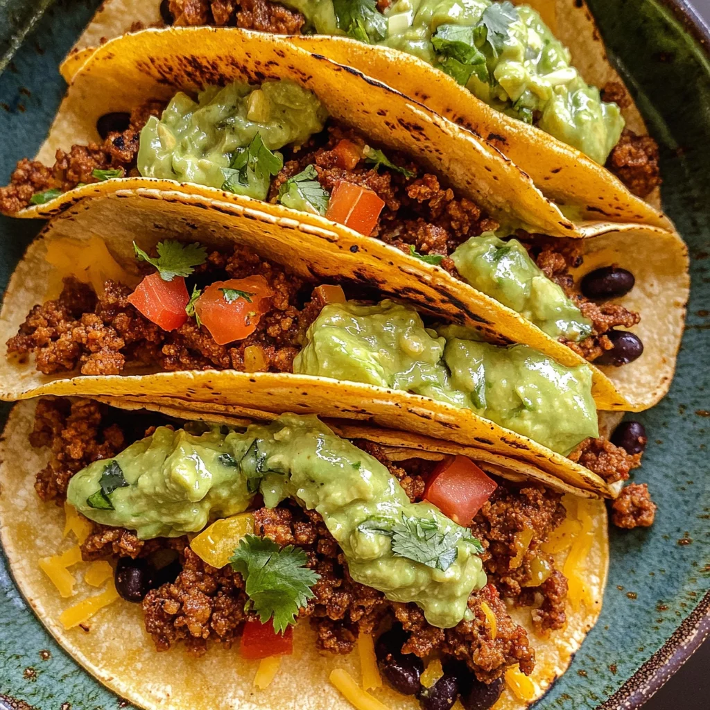 Crispy Baked Ground Turkey Tacos with Avocado Sauce