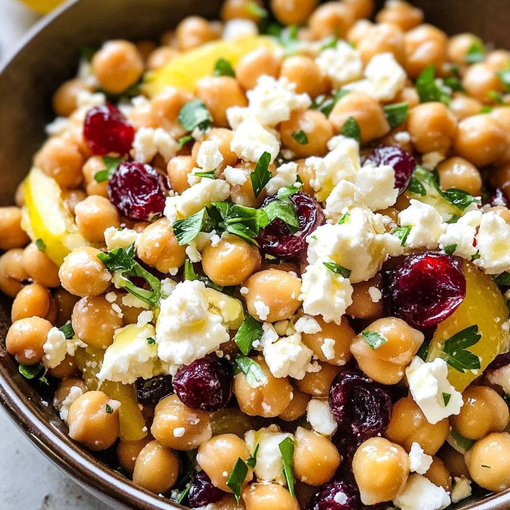 Feta & Cranberry Chickpeas with Lemon Vinaigrette