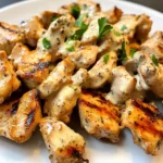 Grilled Chicken Bites with Creamy Garlic Sauce