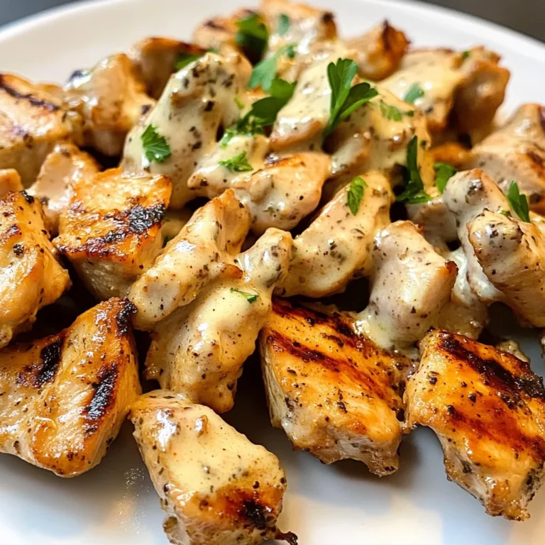 Grilled Chicken Bites with Creamy Garlic Sauce