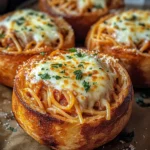 Spaghetti Garlic Bread Bowls