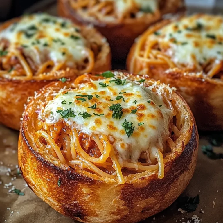 Spaghetti Garlic Bread Bowls