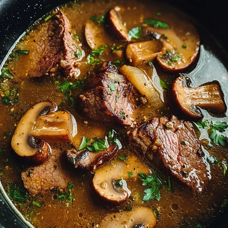 Steak and Ale Soup with Mushrooms