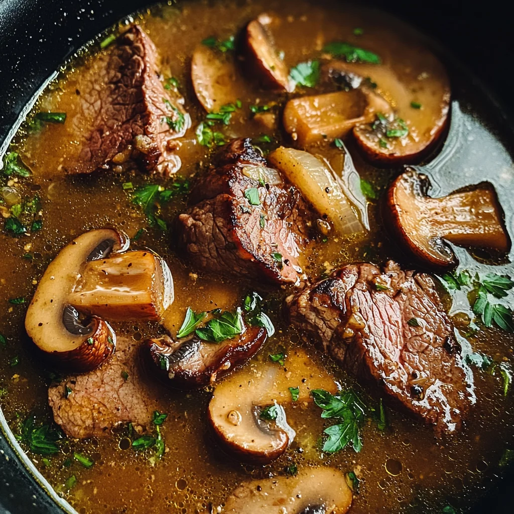 Steak and Ale Soup with Mushrooms