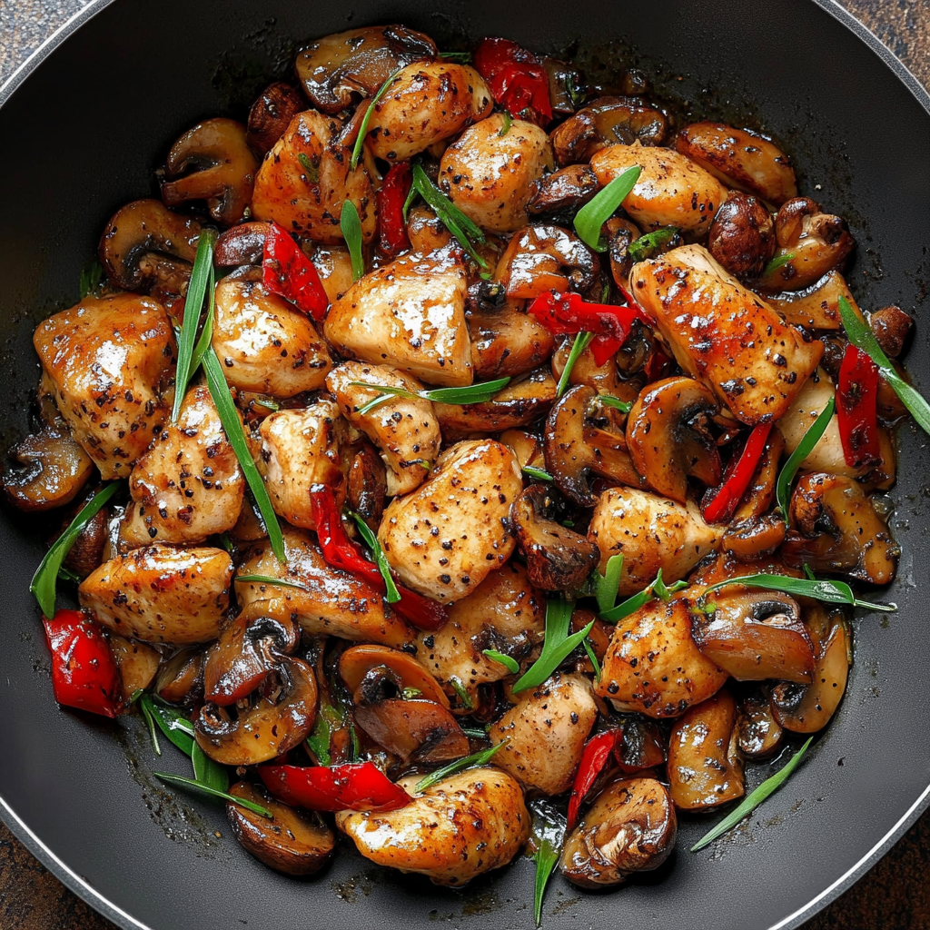 Black Pepper Chicken with Mushrooms