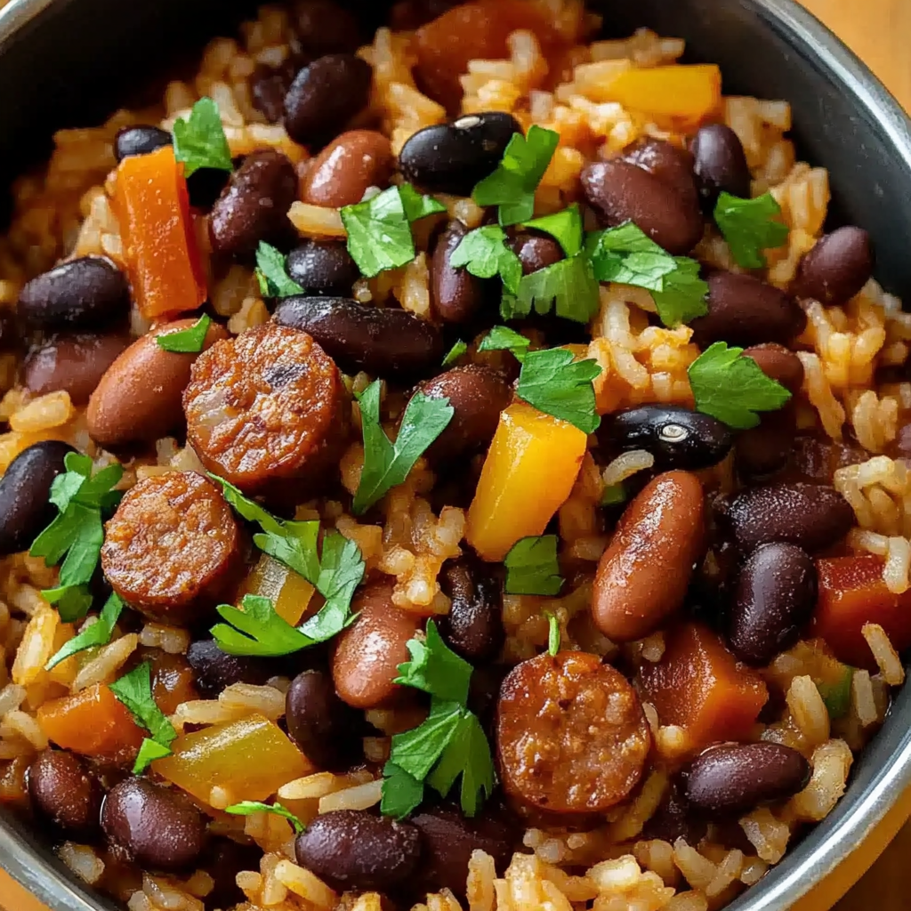 Hearty Black Beans and Rice with Sausage