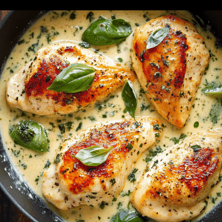 Mozzarella Chicken in Basil Cream Sauce