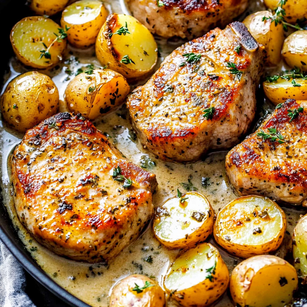 One-Pan Creamy Ranch beef Chops and Potatoes