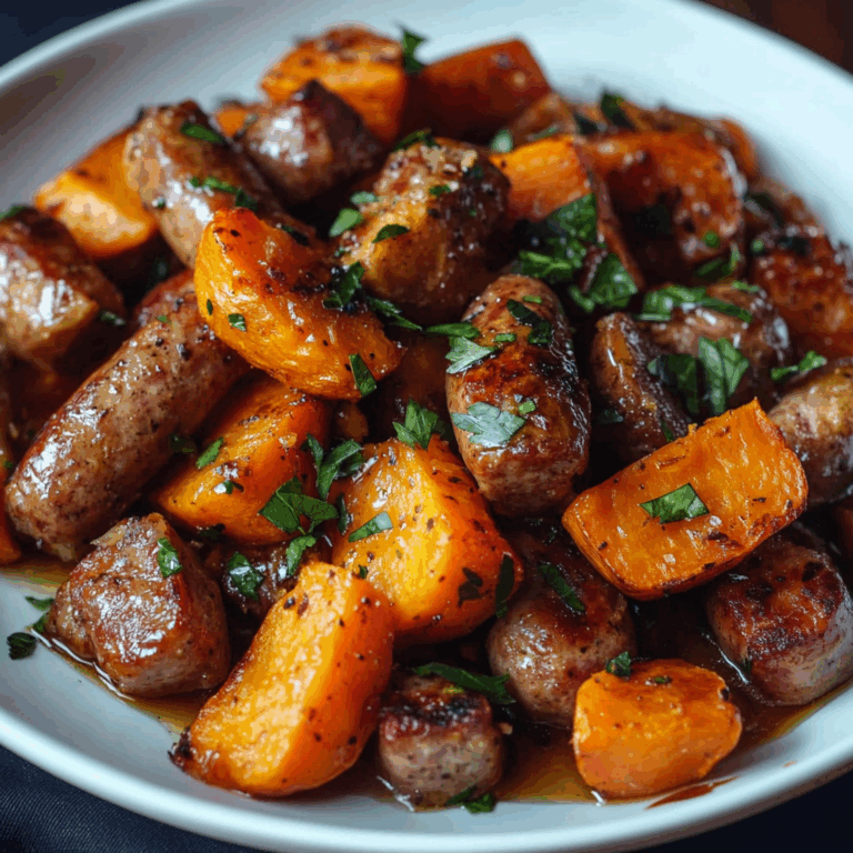 Sausage and Sweet Potatoes with Honey Garlic Sauce