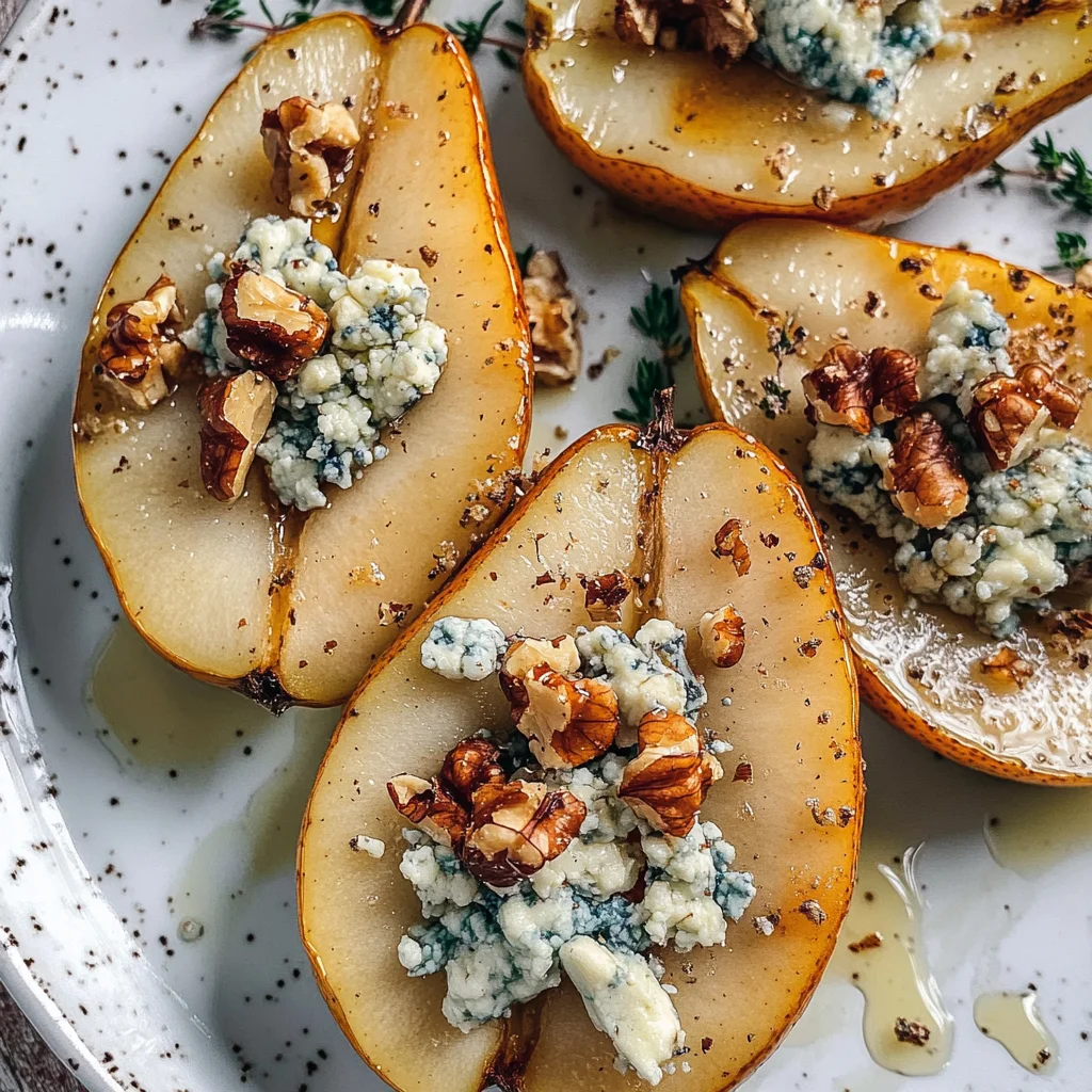 Roasted Pears with Blue Cheese, Walnuts and Honey Recipe