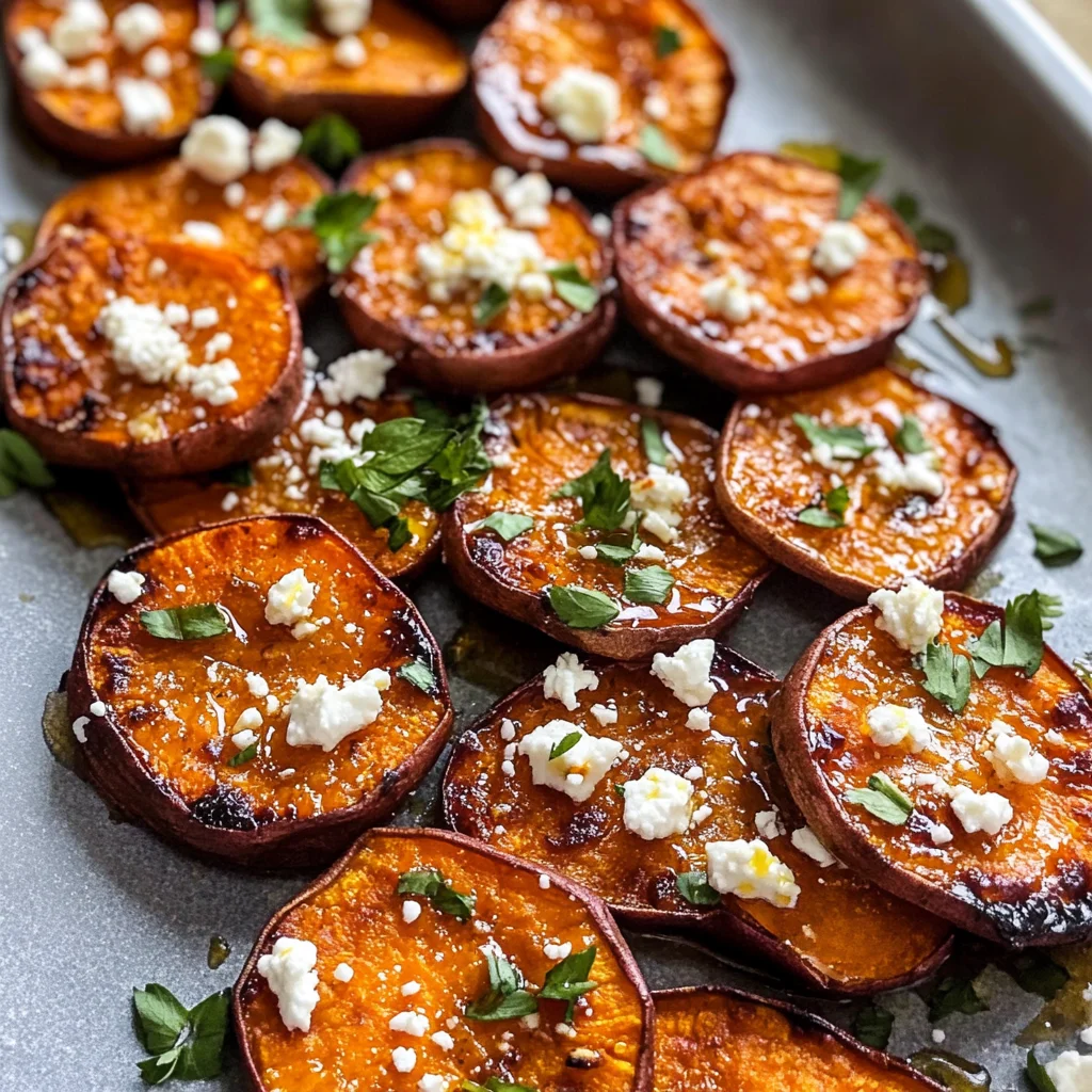 Roasted Sweet Potato Rounds with Honey & Feta