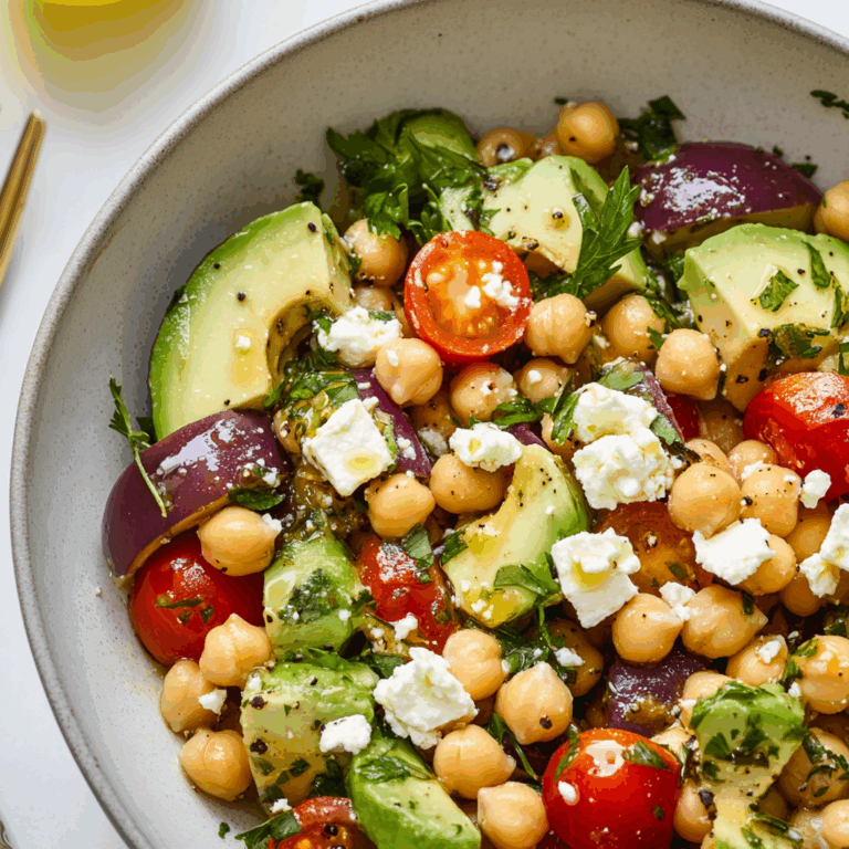 Chickpea Feta Avocado Salad