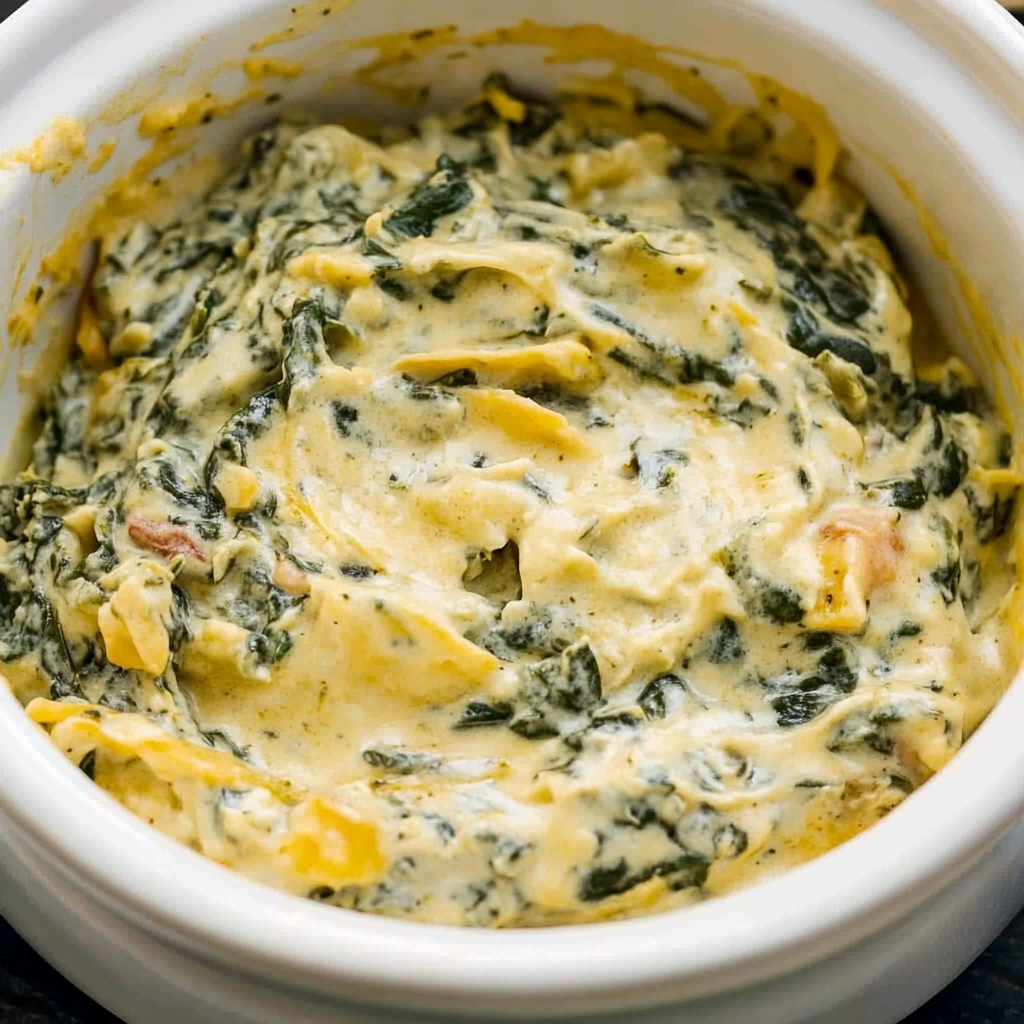 Slow Cooker Queso Spinach Dip