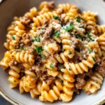 Beef and Rotini in Garlic Parmesan Sauce