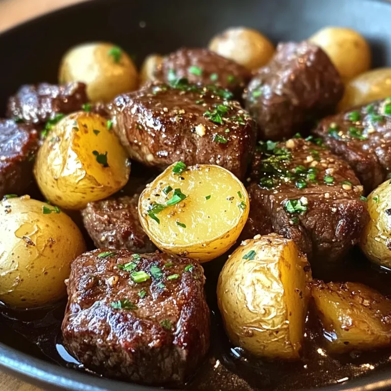 Garlic Butter Beef Bites with Potatoes