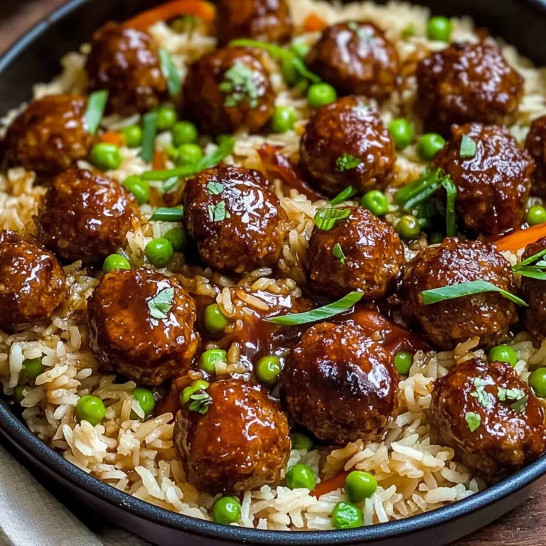 Honey Garlic Meatball Rice Bake