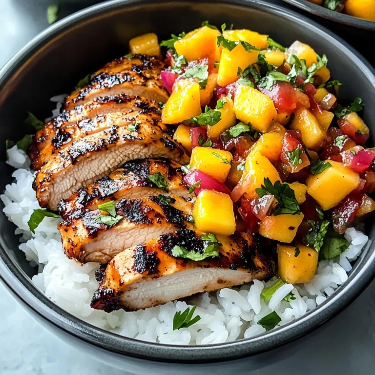 Jerk Chicken Bowls with Mango Salsa and Coconut Rice
