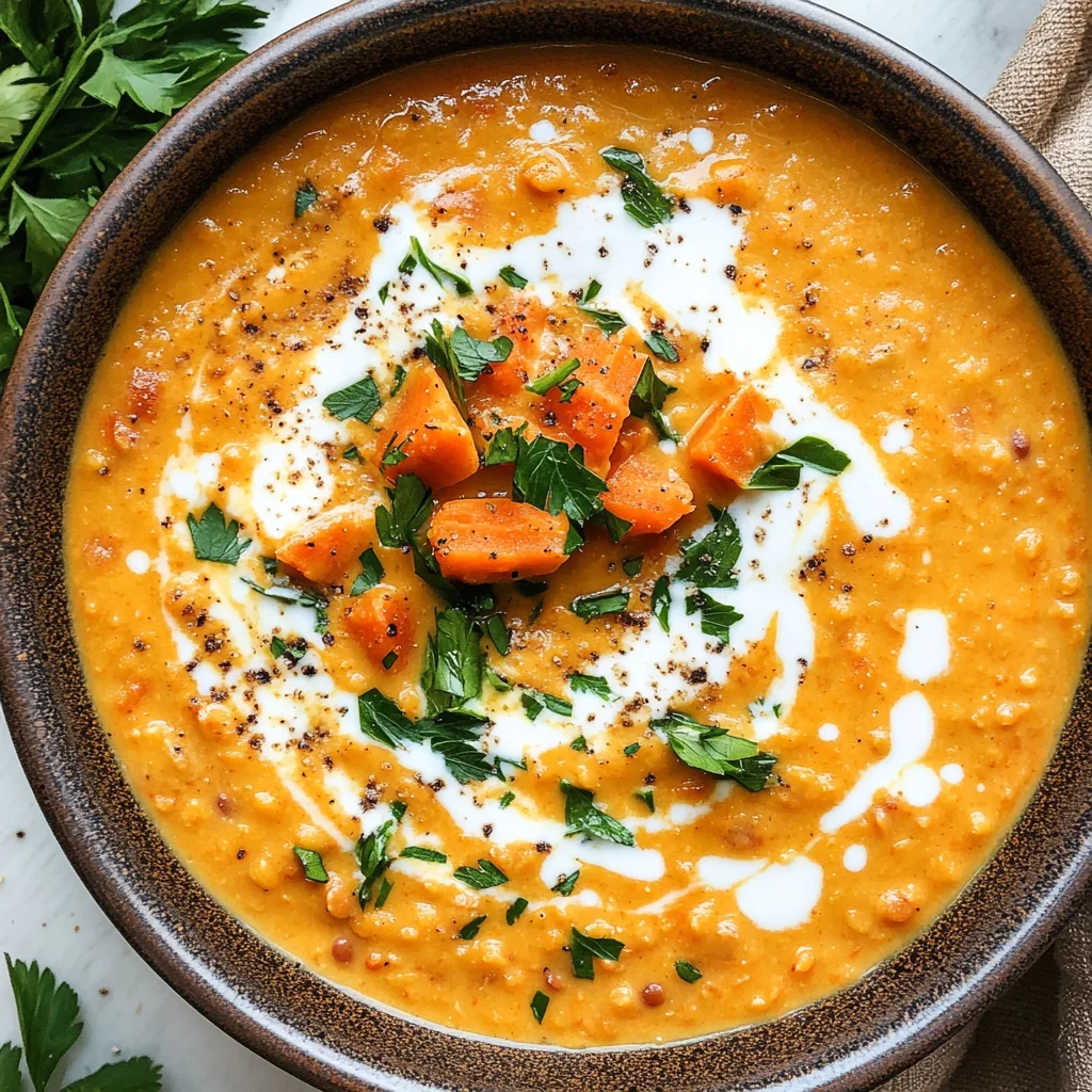 One Pot Creamy Carrot Lentil Soup
