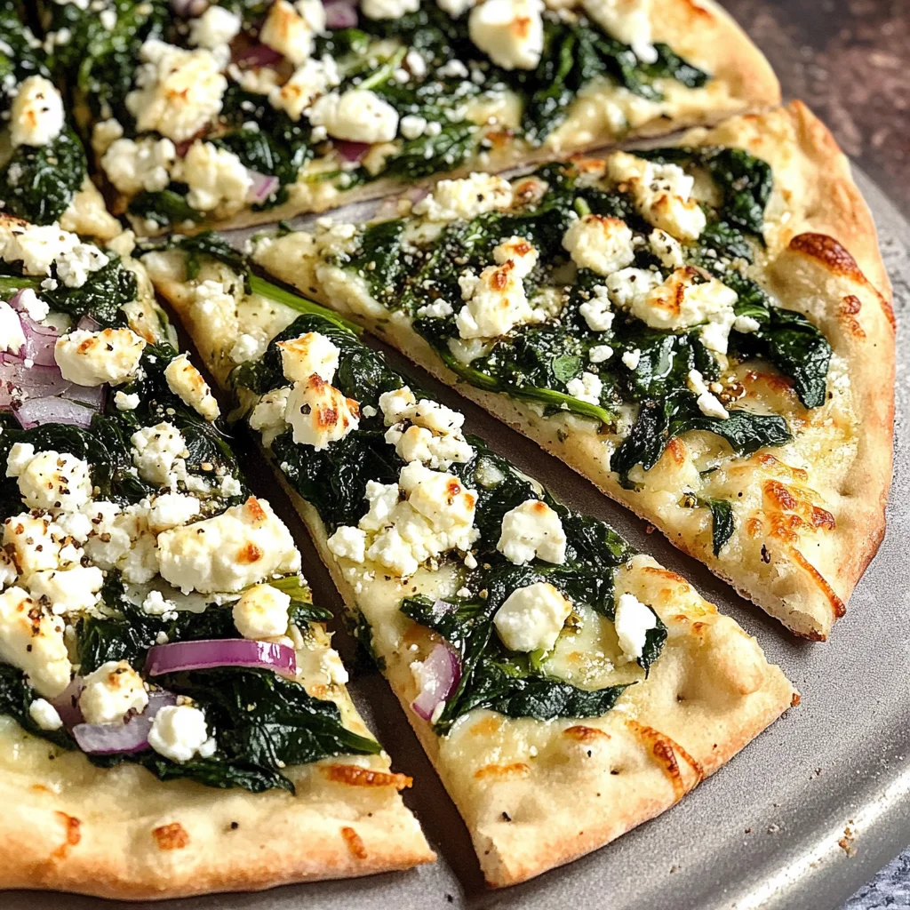 Tasty Spinach and Feta Flatbread Pizza