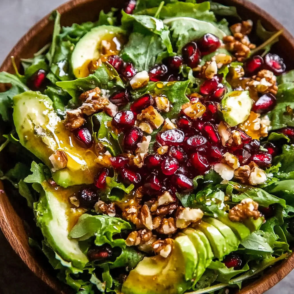 Pomegranate Christmas Salad with Honey Mustard Dressing