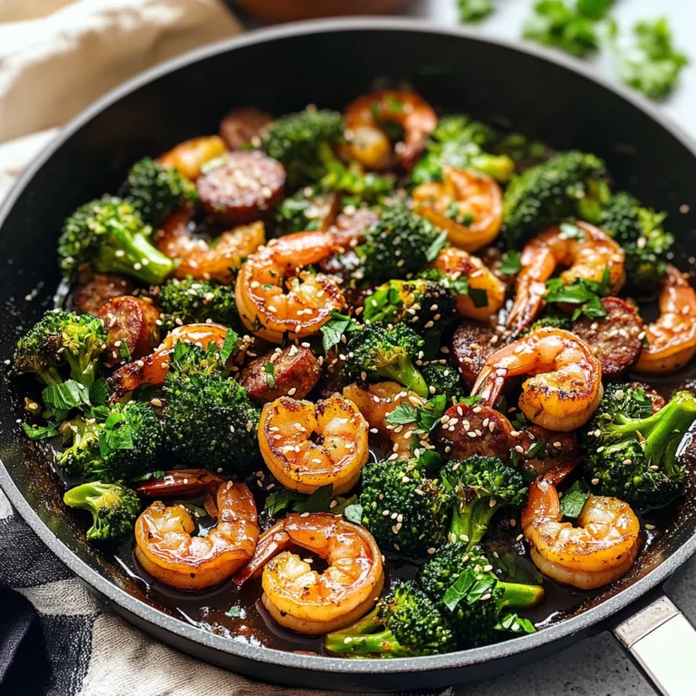 Easy Honey Garlic Shrimp and Sausage Broccoli Skillet