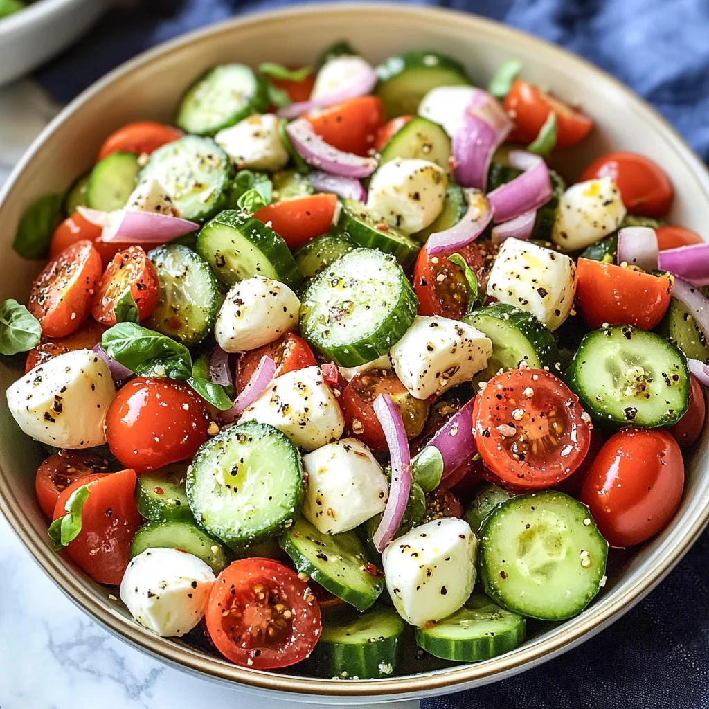 Fresh Cucumber Caprese Salad