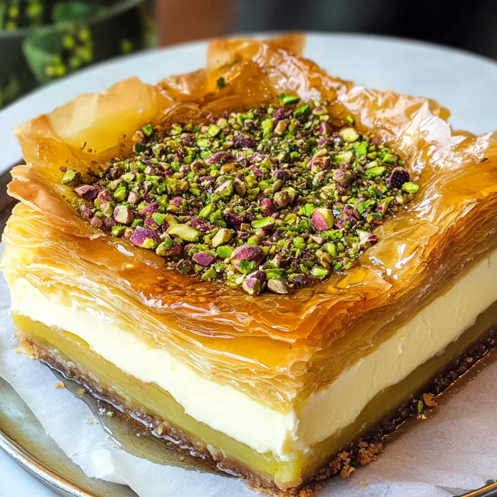 Honey Pistachio Baklava Cheesecake