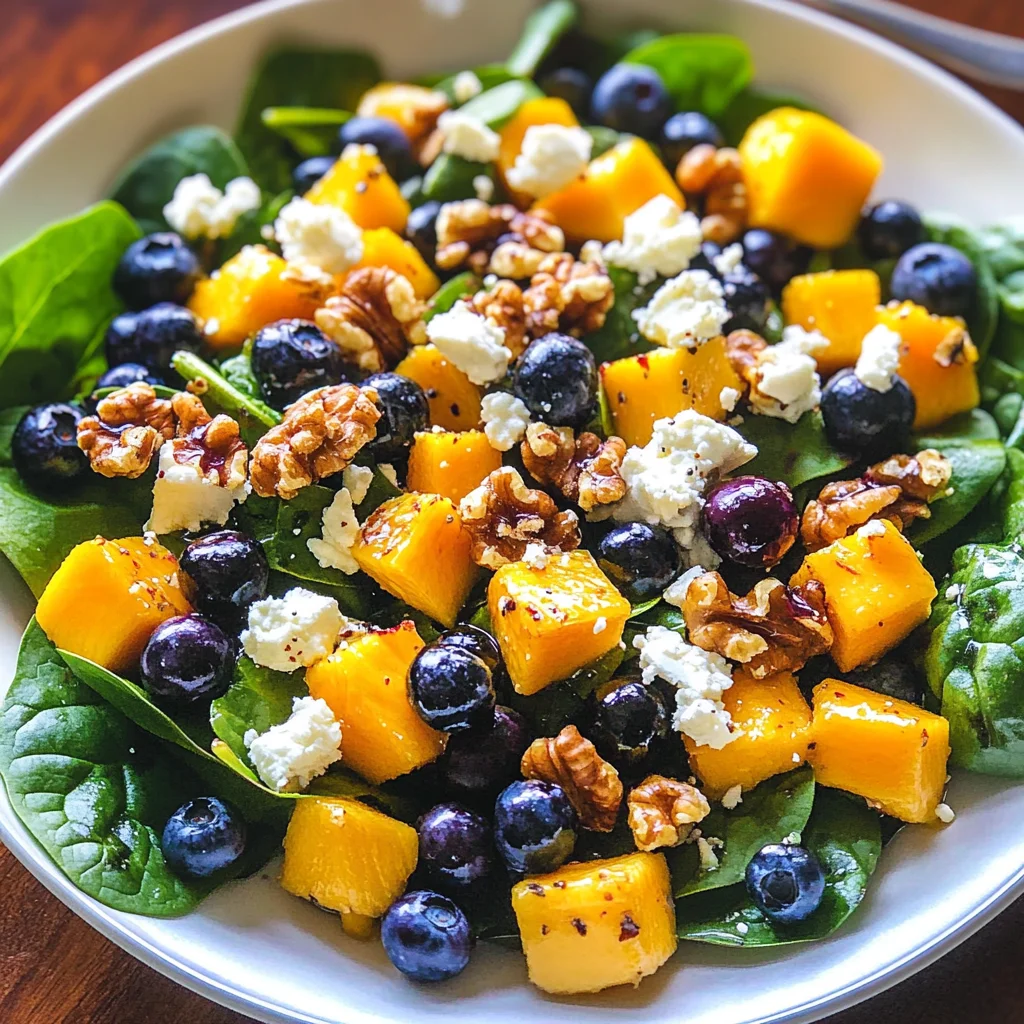 Mango Salad with Spinach and Blueberries