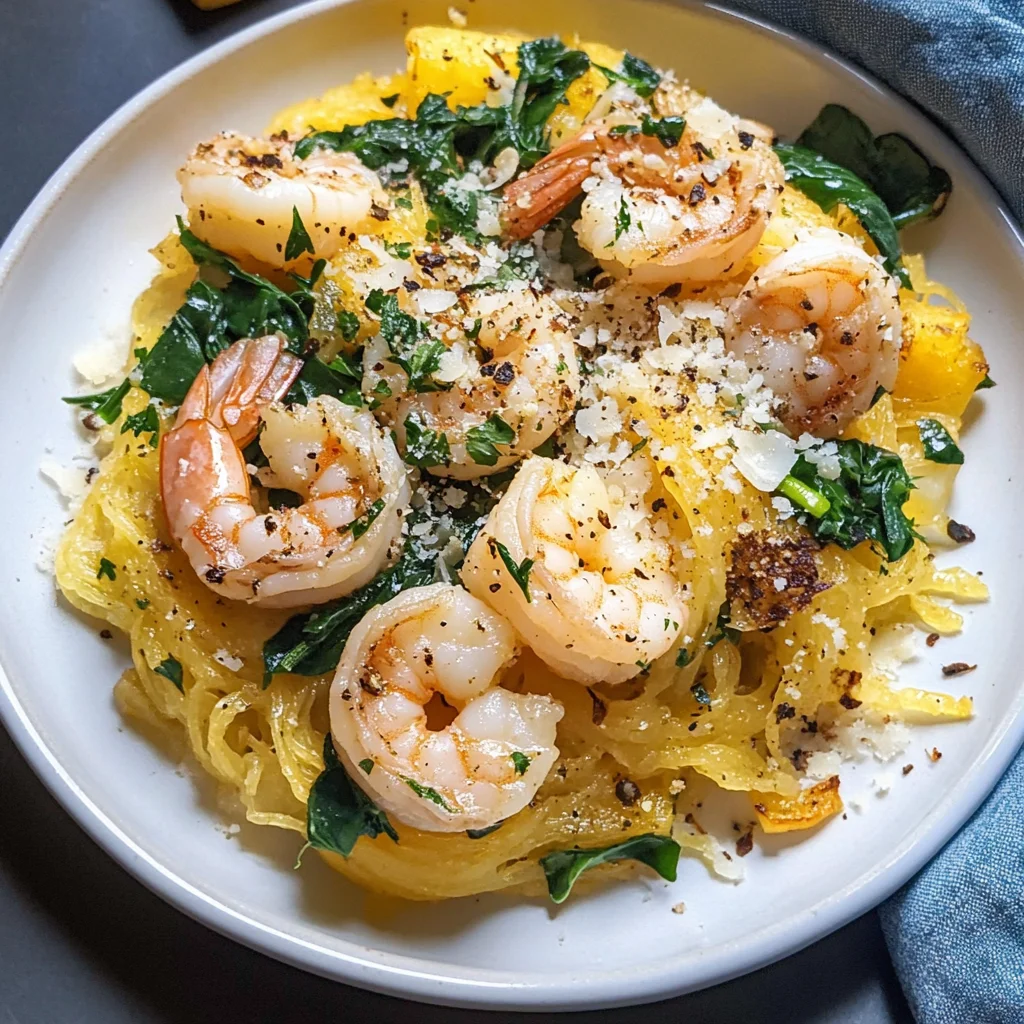 Quick Spaghetti Squash Shrimp Scampi Recipe