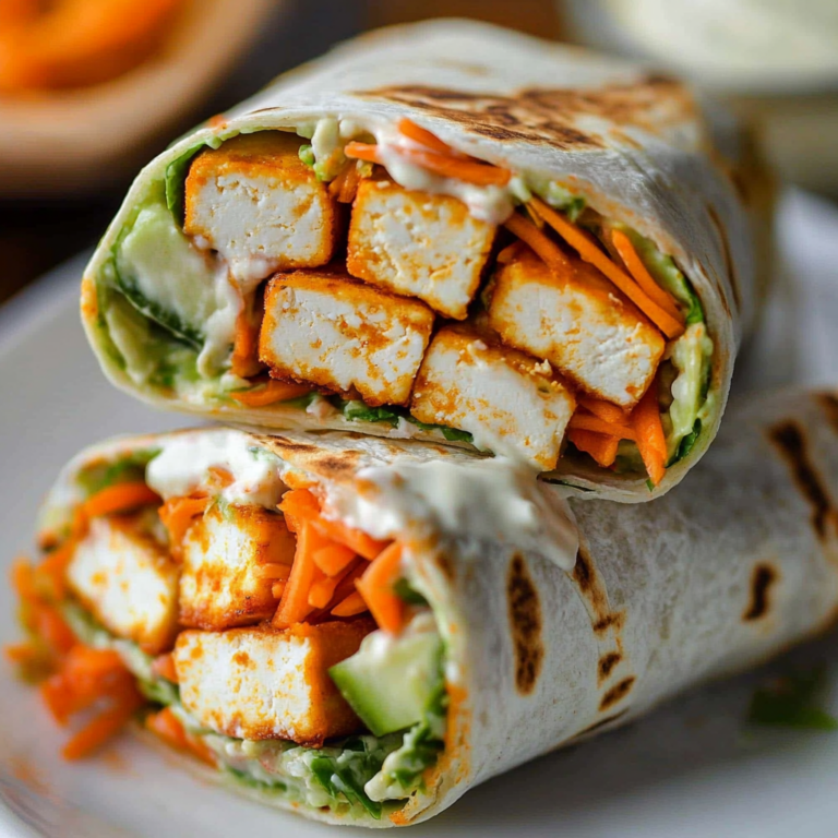 Buffalo Tofu Wrap with Easy Vegan Ranch