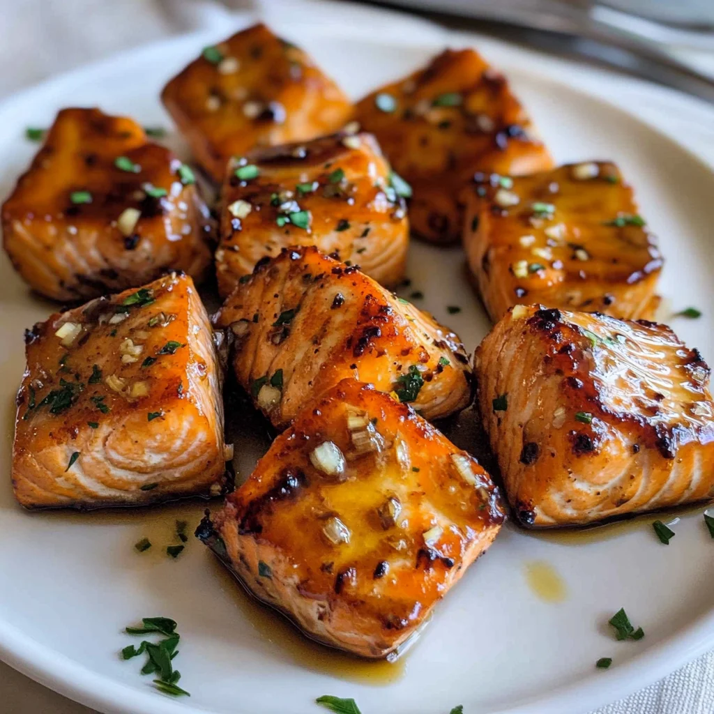 Air Fryer Honey Garlic Salmon Bites