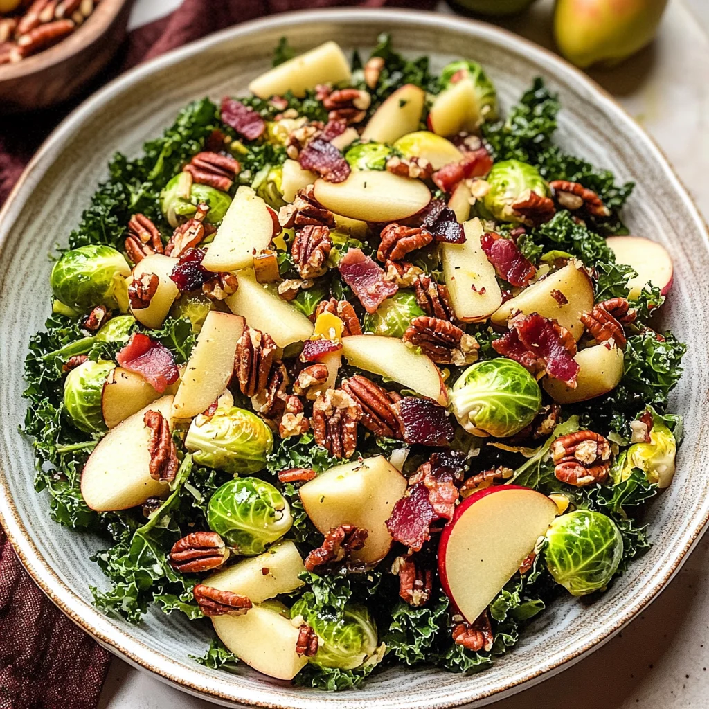 Brussels Sprout, Kale + Apple Salad with Sharp Cheddar + Bacon