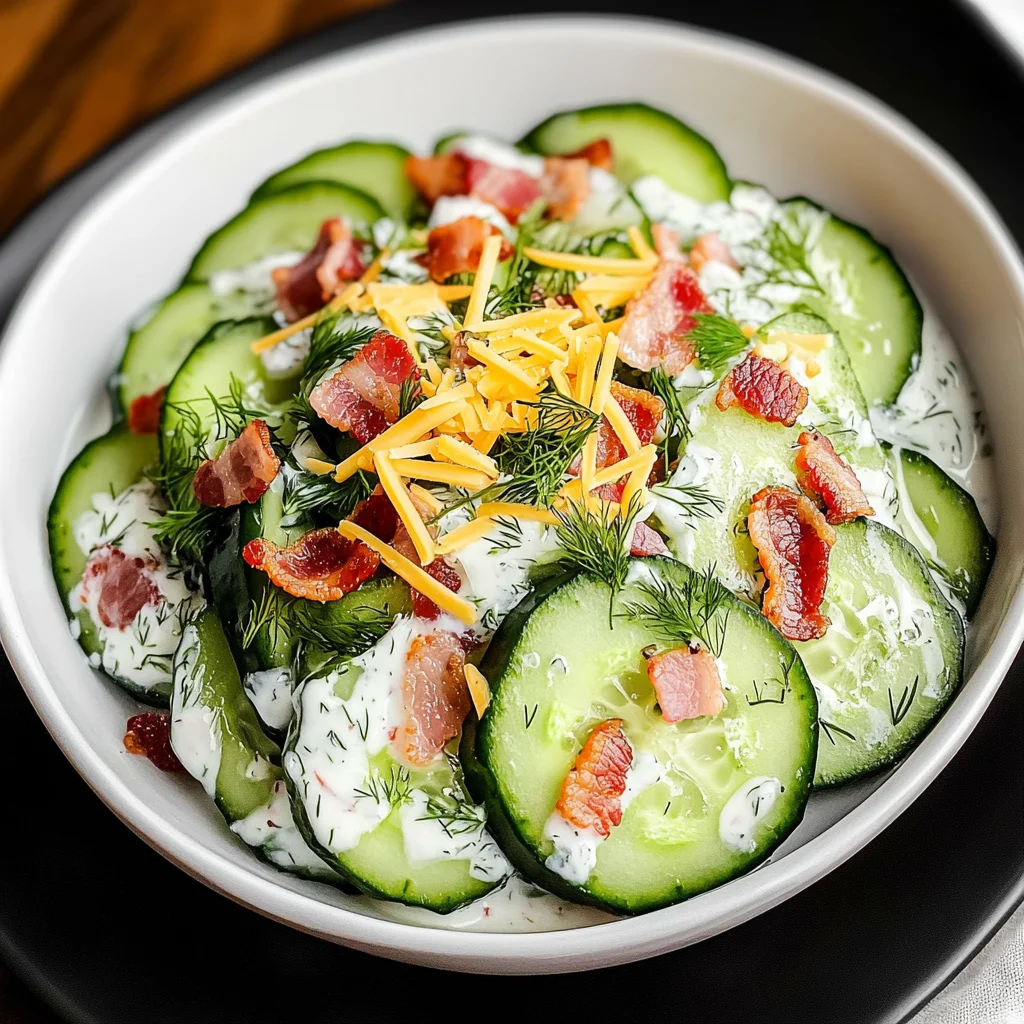 Creamy Cucumber Salad with turkey Bacon and Cheese
