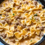 Creamy Parmesan Garlic Beef Bowtie Pasta