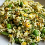 Grilled Corn Orzo Salad with Scallion Dill Dressing