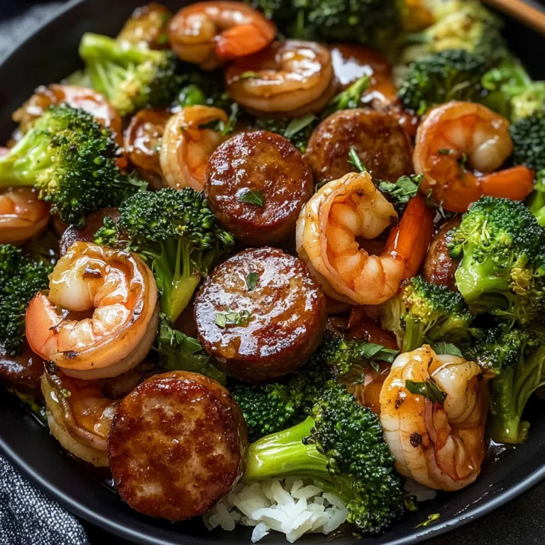 Honey Garlic Shrimp, Sausage & Broccoli