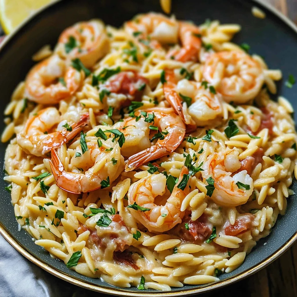 One Pan Parmesan Orzo with Shrimp