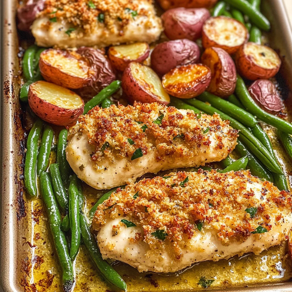 Parmesan Crusted Chicken Sheet Pan Dinner