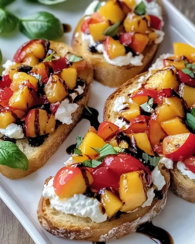 Quick Peach Bruschetta with Whipped Ricotta