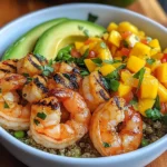 Shrimp and Avocado Bowls with Mango Salsa & Lime-Chili Sauce