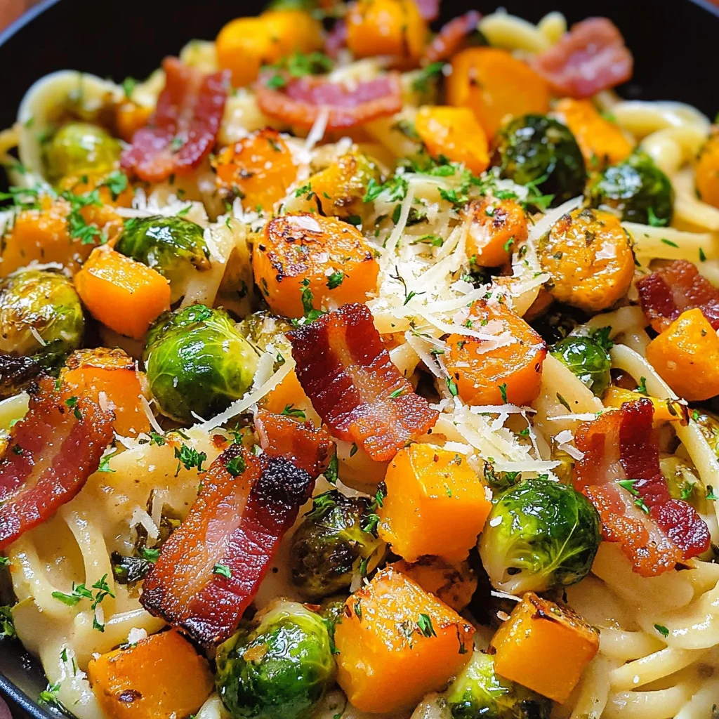 turkey Bacon Brussels Sprouts Butternut Squash Pasta