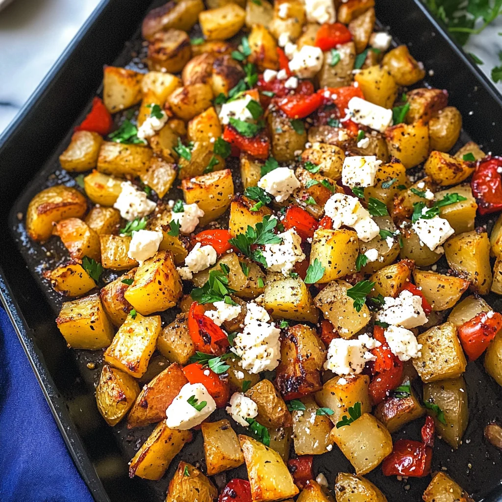 Greek Roasted Potatoes With Peppers & Feta
