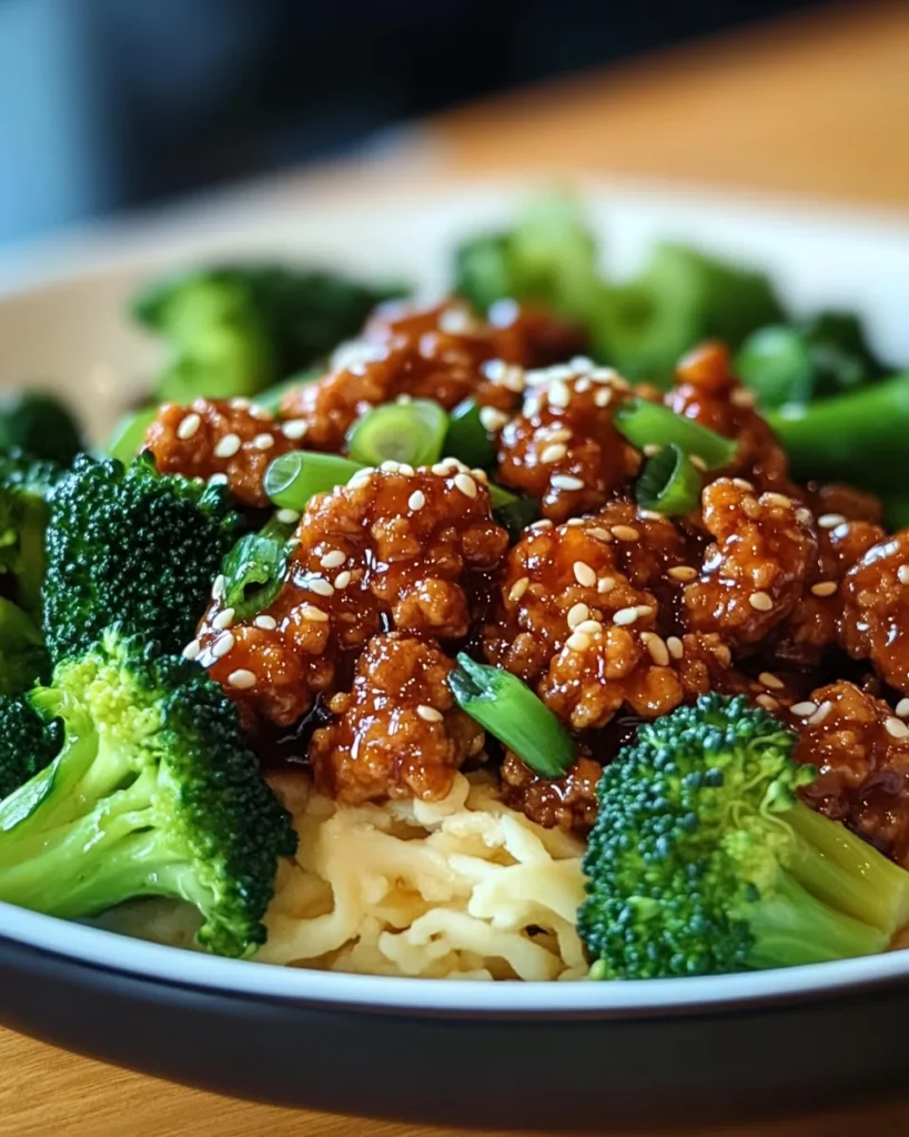 Honey Sriracha Ground Chicken and Broccoli