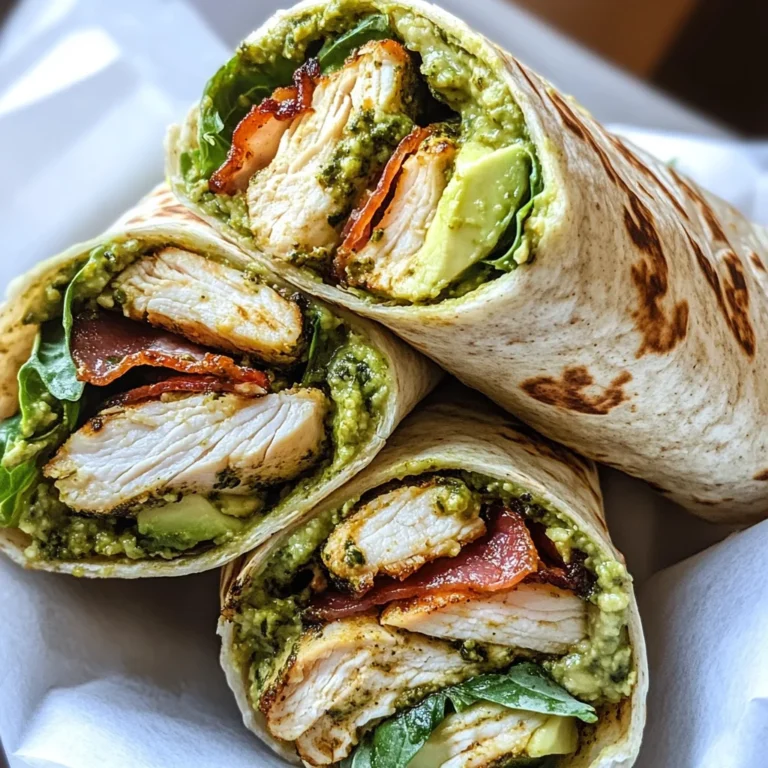 Pesto Chicken and Avocado Bacon Salad Wraps